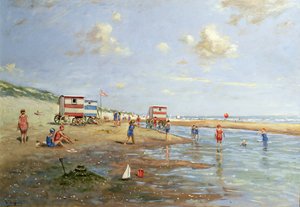 Strandscen (olja på duk) av Franz Helfferich