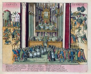 Abjuration av Henri IV och konvertering till katolicismen i St. Denis den 15 juli 1593 av Franz Hogenberg
