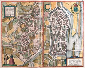 Autun och Nevers, Frankrike (gravyr av Franz Hogenberg