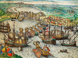 Capture of La Goulette och Tunis av Charles V av Franz Hogenberg