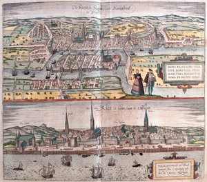 Kaliningrad, Ryssland - Riga, Lettland (gravyr av Franz Hogenberg