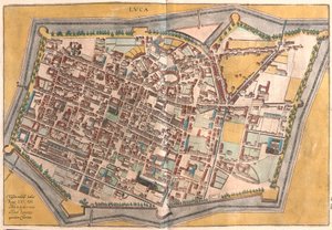 Lucca, Italien (gravyr av Franz Hogenberg