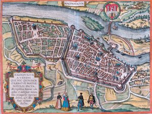 Magdeburgplanen (Magdeburgum), Tyskland (etsning av Franz Hogenberg