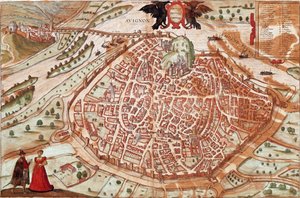 Karta över Avignon - Frankrike (gravyr av Franz Hogenberg