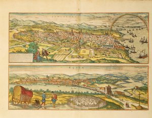 Karta över Barcelona och Ecija från World Cities av Georg Braun av Franz Hogenberg