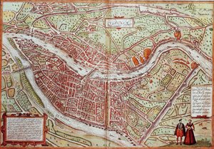 Karta över Lyon - Frankrike (gravyr
