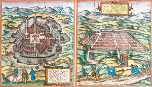 Karta över Mexiko (Mexiko) och Cuzco (Cusco) (Peru) (etsning