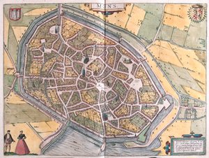Mons, Belgien (gravyr av Franz Hogenberg
