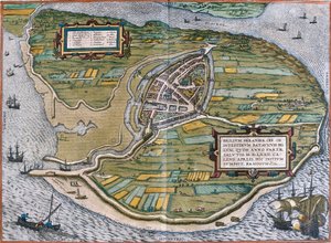 Plan de Brielle (Brilium), Nederländerna (etsning av Franz Hogenberg