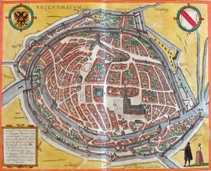 Plan de Strasbourg (Argentoratum), Frankrike (etsning av Franz Hogenberg