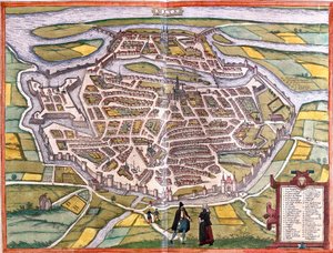 Plan av Metz (Mets), Frankrike (etsning av Franz Hogenberg