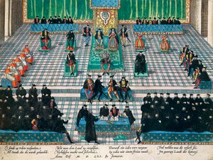 Generalstaternas session i Orleans, januari 1561, gravyr av Franz Hogenberg (1535-1590), Frankrike
