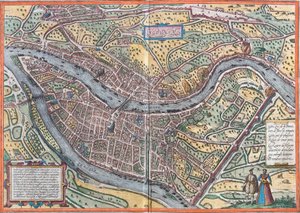 Utsikt över Lyon (Lugdunum), Frankrike (etsning av Franz Hogenberg