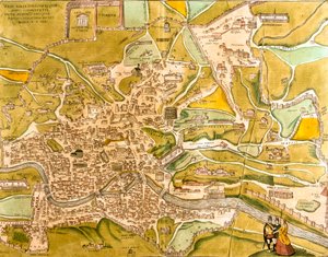 Utsikt över Rom (Romae), Italien (etsning av Franz Hogenberg