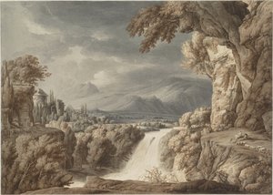 Heroiskt landskap med vattenfall, ca. 1790.