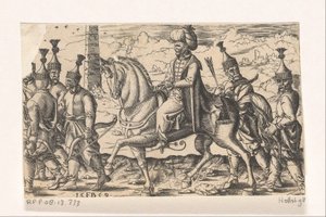 Sultan till häst i sällskap av soldater av Franz Isaac Brun
