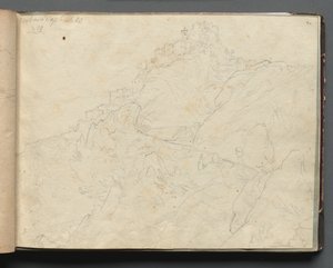 Album med utsikt över Rom och omgivningar, landskapsstudier, sida 04a: Cervera. av Franz Johann Heinrich Nadorp
