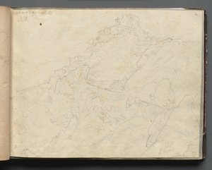 Album med vyer över Rom och dess omgivningar, Landskapsstudier, sidan 04a: "Cervera" av Franz Johann Heinrich Nadorp