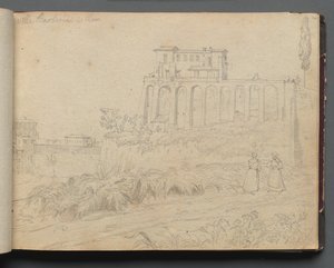 Album med utsikt över Rom och omgivningar, Landskapsstudier, sida 07a: Villla Barberini i Rom.