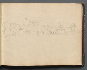 Album med utsikt över Rom och omgivningar, landskapsstudier, sida 16a: Romersk utsikt av Franz Johann Heinrich Nadorp