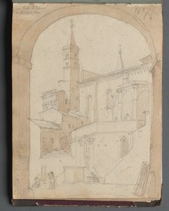 Album med utsikt över Rom och omgivningar, landskapsstudier, sida 18a: Johannes Lateran, Rom av Franz Johann Heinrich Nadorp