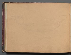 Album med utsikt över Rom och omgivningar, Landskapsstudier, sidan 19b: Skiss av en båt. av Franz Johann Heinrich Nadorp