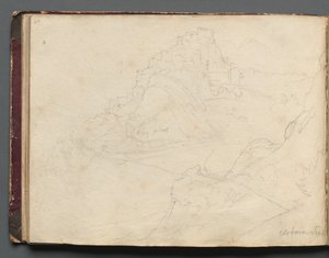 Album med utsikt över Rom och omgivningar, Landskapsstudier, sidan 20b: Cervera. av Franz Johann Heinrich Nadorp