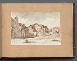 Album med utsikt över Rom och omgivningar, landskapsstudier, sida 22a: "Terme di Diocleziano, Rom"