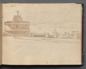 Album med utsikt över Rom och omgivningar, landskapsstudier, sida 23a: Castel Sant Angelo, Rom av Franz Johann Heinrich Nadorp