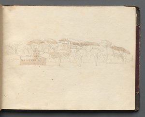Album med utsikt över Rom och omgivningar, landskapsstudier, sida 30a: Romersk panoramavy av Franz Johann Heinrich Nadorp