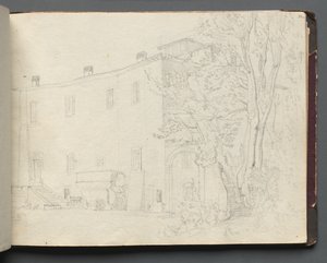 Album med utsikt över Rom och omgivningar, landskapsstudier, sida 31a: Romersk arkitekturstudie. av Franz Johann Heinrich Nadorp