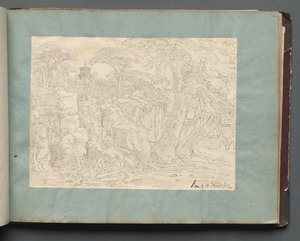 Album med utsikt över Rom och omgivningar, landskapsstudier, sida 36a: Romersk utsikt av Franz Johann Heinrich Nadorp