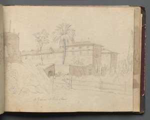 Album med utsikt över Rom och omgivningar, Landskapsstudier, sidan 38a: :St. Giovanni och Paolo.... av Franz Johann Heinrich Nadorp