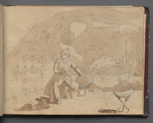 Album med utsikt över Rom och omgivningar, landskapsstudier, sidan 39a: Figur i ett landskap av Franz Johann Heinrich Nadorp