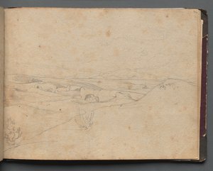 Album med utsikt över Rom och omgivningar, Landskapsstudier, sida 40a: Romerskt landskap. av Franz Johann Heinrich Nadorp