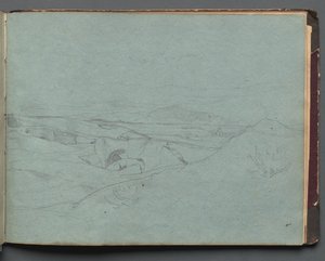 Album med utsikt över Rom och omgivningar, Landskapsstudier, sida 52a: Romerskt landskap. av Franz Johann Heinrich Nadorp