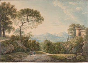 Utsikt från Tivoli över Tiberdalen vid solnedgången av Franz Kaisermann