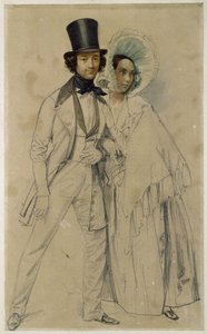 Makaran Paul och Amalie Taglioni (Studie till målningen ”Parad för första fotgardesregementet”, 1839) av Franz Krüger