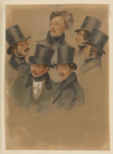 Gustav Boenisch, August Hopfgarten, Friedrich Jentzen, Eduard Meyerheim, Edmund Rabe, Johann Wilhelm Schirmer av Franz Krüger