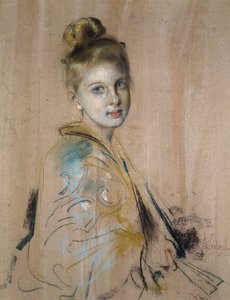 Flicka med ett fan, 1880-tal.