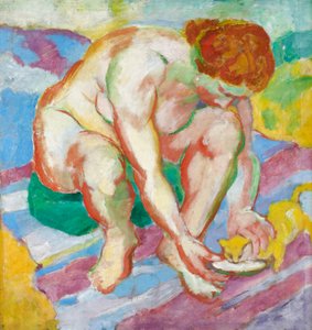 Nakenbild med katt av Franz Marc
