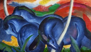 Stora blå hästar av Franz Marc (1880-1916), olja på duk av Franz Marc