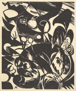 Creation I från portfolion New Eu..., 1914 postumt tryckt 1921 och publicerat 1922. av Franz Marc