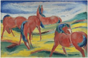 Betande hästar III, 1910 av Franz Marc
