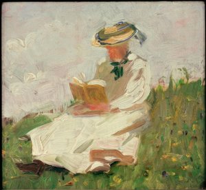 Läsande kvinna på landsbygden av Franz Marc