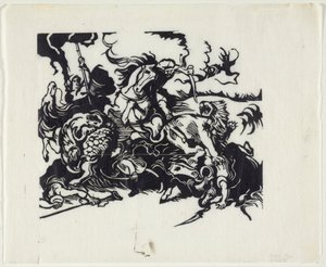 Lejonjakt efter Delacroix av Franz Marc