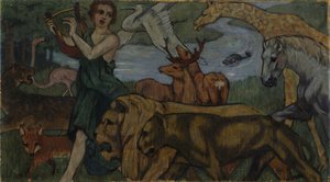 Orfeus bland djuren, utkast till en gobelin av Franz Marc