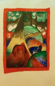 Röd och blå häst i landskap av Franz Marc