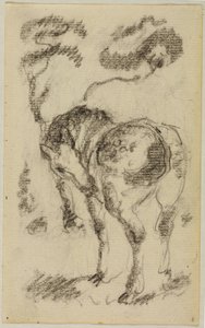 Stående häst med träd av Franz Marc