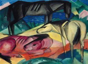 Tre hästar II, 1913. av Franz Marc